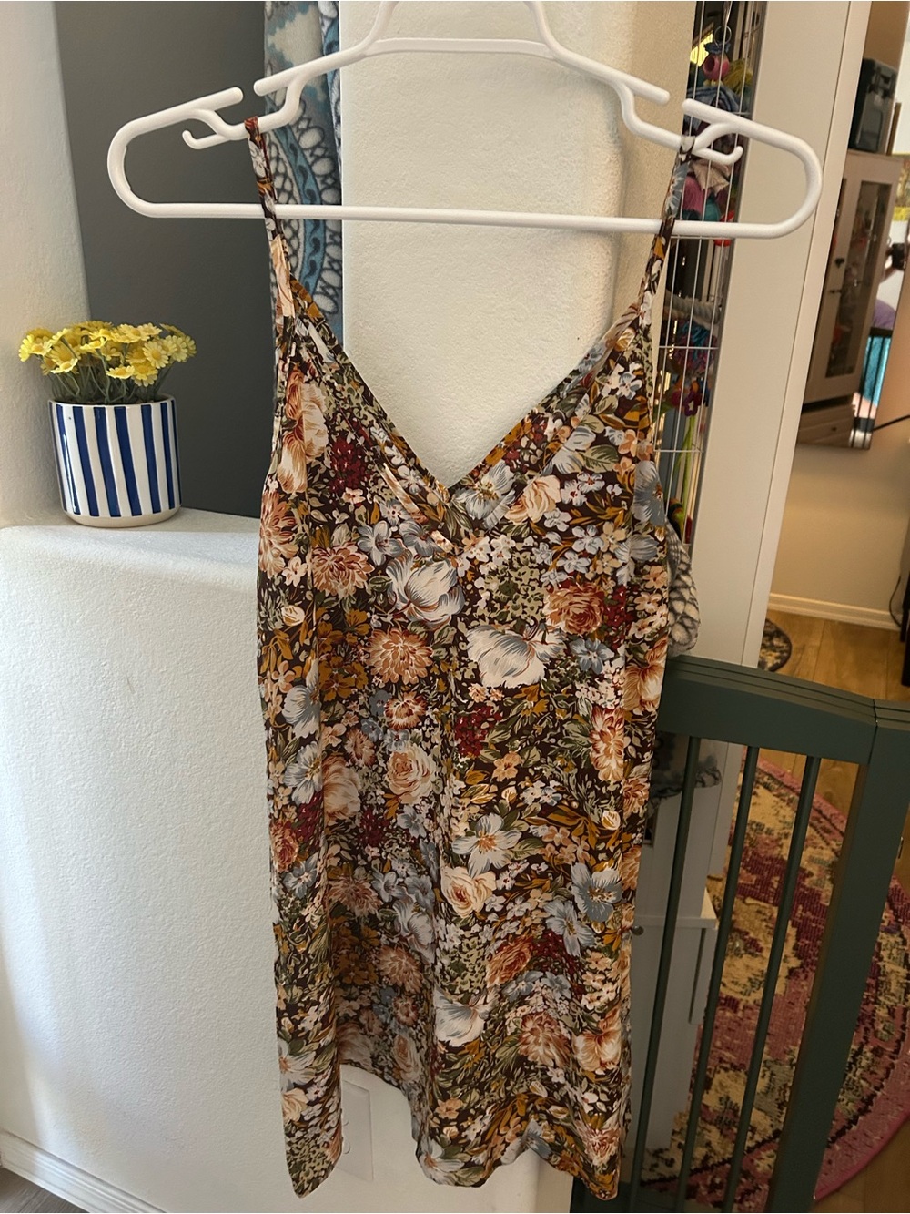 SHEIN Floral V-Neck Slip Dress in Autumn Multi